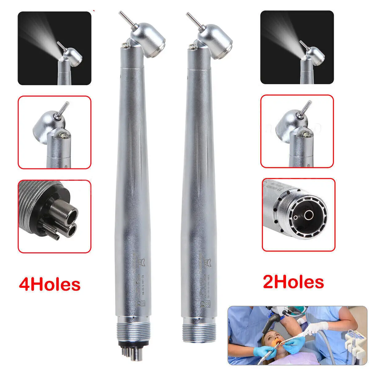 

Nsk Pana Max Dental 45 Degree Surgical High Speed Handpiece Fiber Optic Led E-generator Push Button 2/4Hole