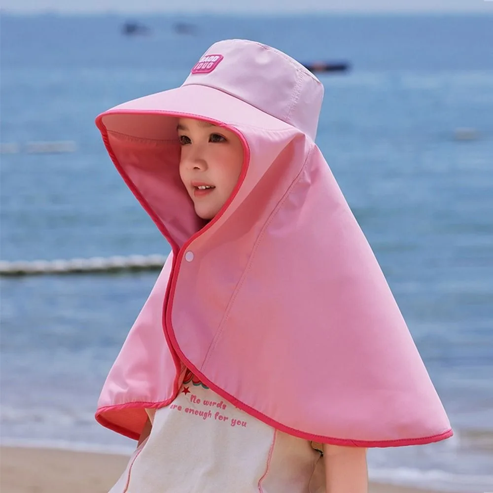 

Big Brim Baby Fisherman Hat Sun Protection Extended Shawl Kids Sunscreen Hat Bucket Cap Neck Cover Children Beach Cap Spring
