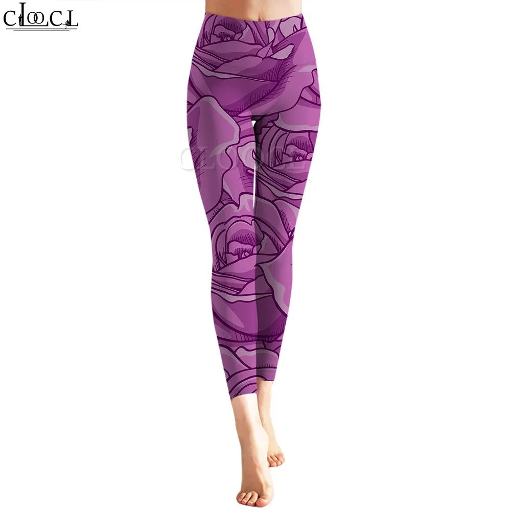 

CLOOCL New Women Legging Fantasy Purple Rose Pattern 3D Printed Trousers High Waist Stretch Fitness Legging Female Birthday Gift