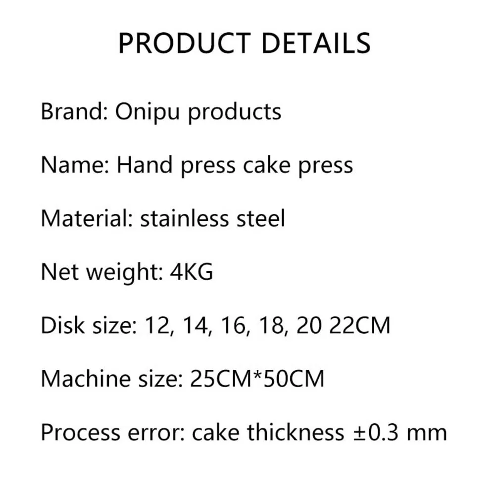 Ручной пресс для теста для пиццы Пресс для теста из нержавеющей стали Коммерческая формовочная машина