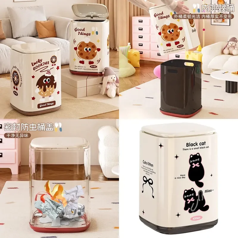 Elastic Cover Trash Can Large Capacity Waste Bin for Kitchen Living Room Bathroom Modern Home Storage Bucket