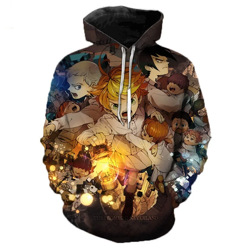 

Fashion 3D Hoodies The Promised Neverland Men/Women Hooded Sweatshirts Fashion Harajuku 3D Hoodie Men Pullover Casual Sweatshirt