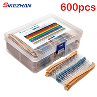 600pcs 1% Resistor Set Resistance 1/4W Metal Film Resistors Kit 10Ohm ~1M Ohm 30Values Electronic Components Kit