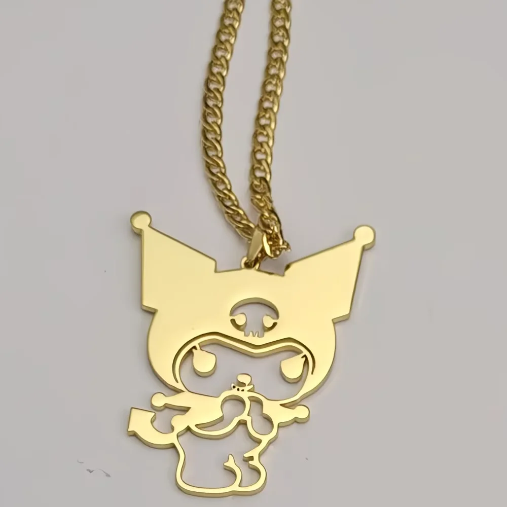 Personalized Kuromi Name Necklace For Women Men Birthday Custom Anime Jewelry Stainless Steel Cuban Chain Girls Gift Fashion view 5