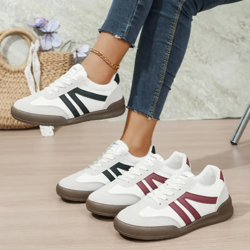 

Женские теннисные кроссовки на плоской подошве, женская модная разноцветная вулканизированная обувь на шнуровке, весенне-осенние женские уличные кроссовки, обувь