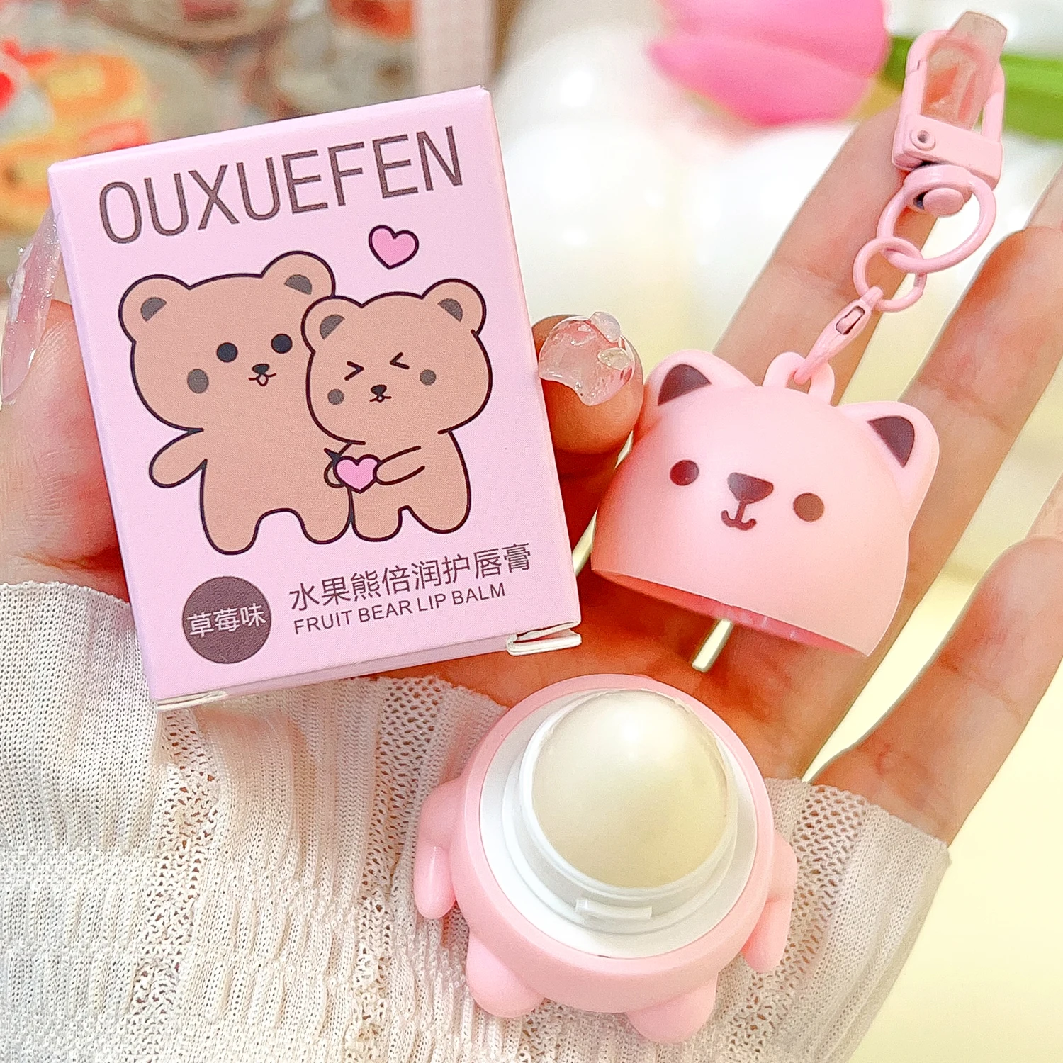 Moisturizing ผลไม้หมี Lip Balm Anti แห้ง Long Lasting Nourish Lip GLOSS ผู้หญิงฤดูหนาว Make Up เครื่องสําอาง Exfoliating Lip Balm Oil