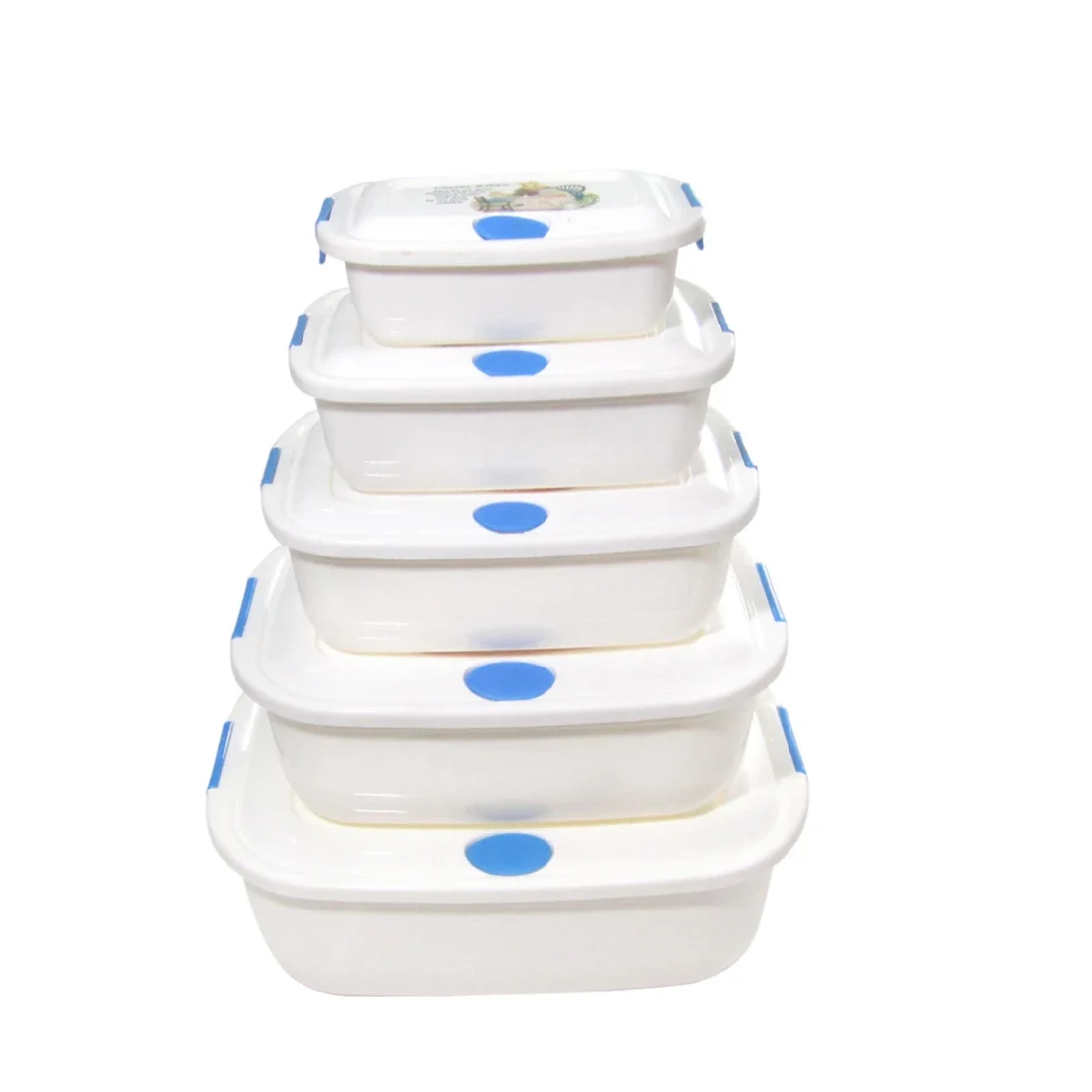 

Hot sale plastic container box pp square airtight food container plastic box set with lid 5pcs/set kitchen accessories