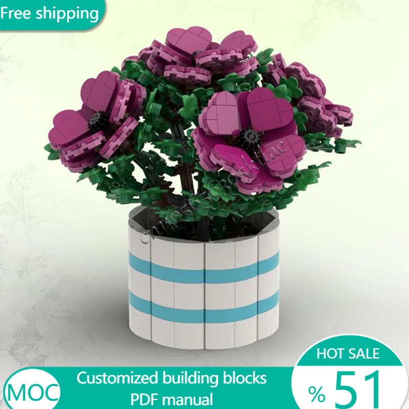784 pièces fleurs rose anémone BT023 MOC personnaliser bloc de construction modulaire Design créatif éducatif bricolage garçons jouet cadeau de noël