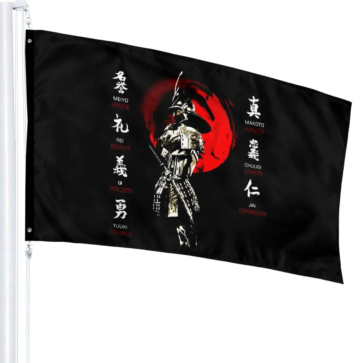 Bushido Code Virtues Samurai Sword Japanese Ronin Katana Summer Style Holiday Pattern More Colors Flag