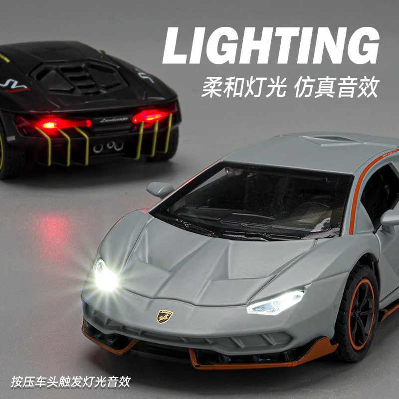 1:32 Lamborghini LP780-4 legierung Modell Sound und Licht zurückziehen Spielzeug auto Druckguss Sportwagen Jungen Sammlung Ornamente Geschenk d170