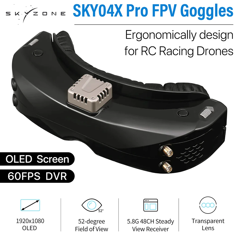 SKYZONE SKY04X PRO OLED 5.8G 48CH Steadyview Receiver 1920X1080 DVR FPV Goggles Head Tracker Fan for RC Airplane Racing Drone