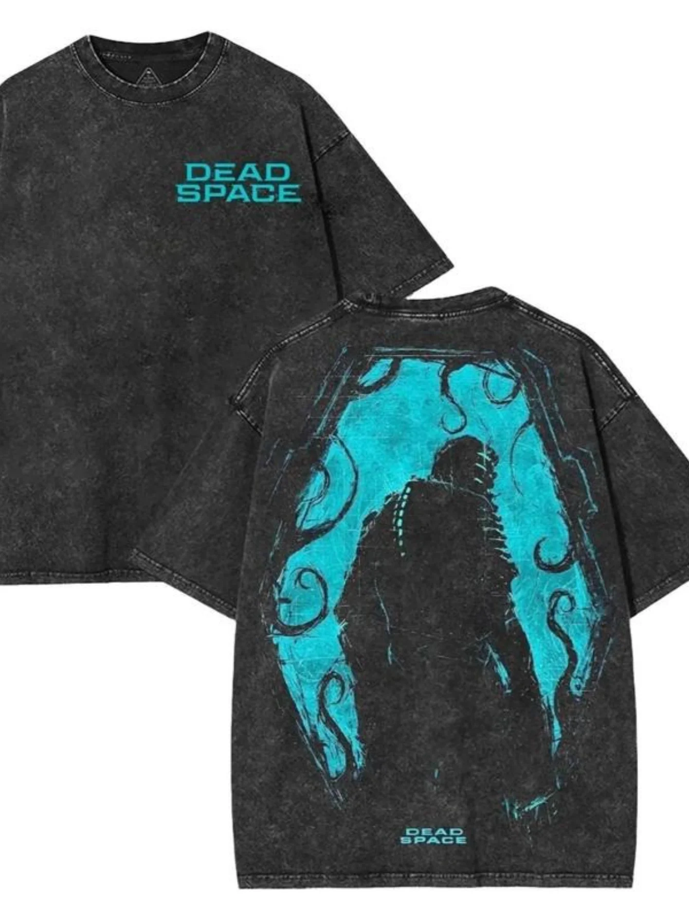 Camiseta de algodón lavado para hombre, diseñada especialmente para los aficionados al videojuego Dead Space, con un diseño retro y moderno de cuello redondo y manga corta.