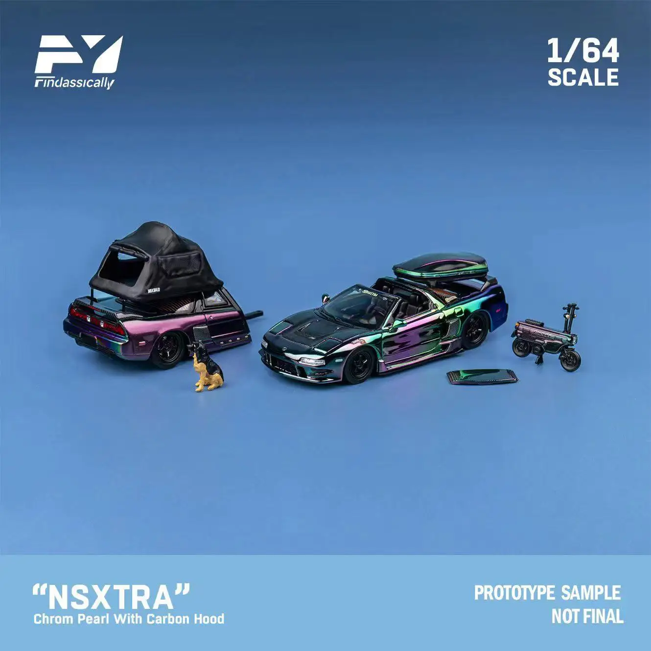 

**Pre-order ** FindclassicallY 1:64 NSX TRA by Chris Cut Car Set Electroplating Color Limited500 Diecast Model Car