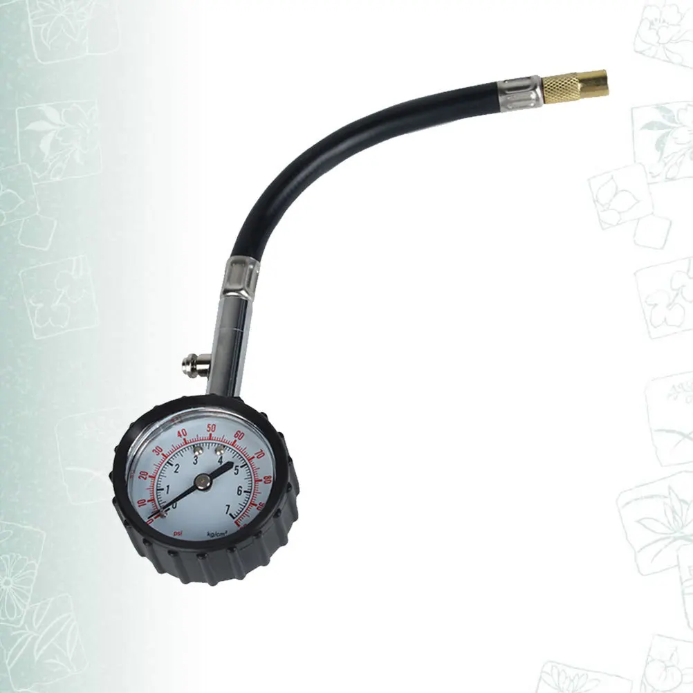 

Манометр для шин 100 фунтов на квадратный дюйм для автомобиля, мотоцикла, велосипеда, универсальный удлиненный наконечник, вращающийся на 360° патрон, легкий, прочный, черный