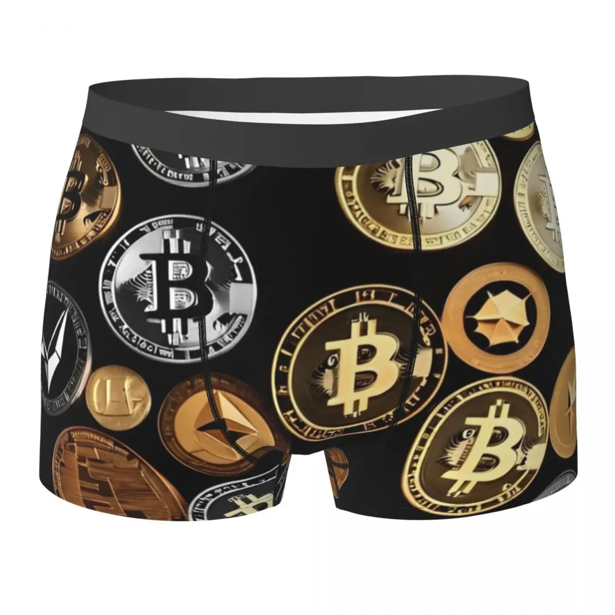 

Биткойн Криптовалюта Нижнее белье Биткойн BTC Мужские трусы Эластичный багажник с принтом Горячие шорты Трусы большого размера