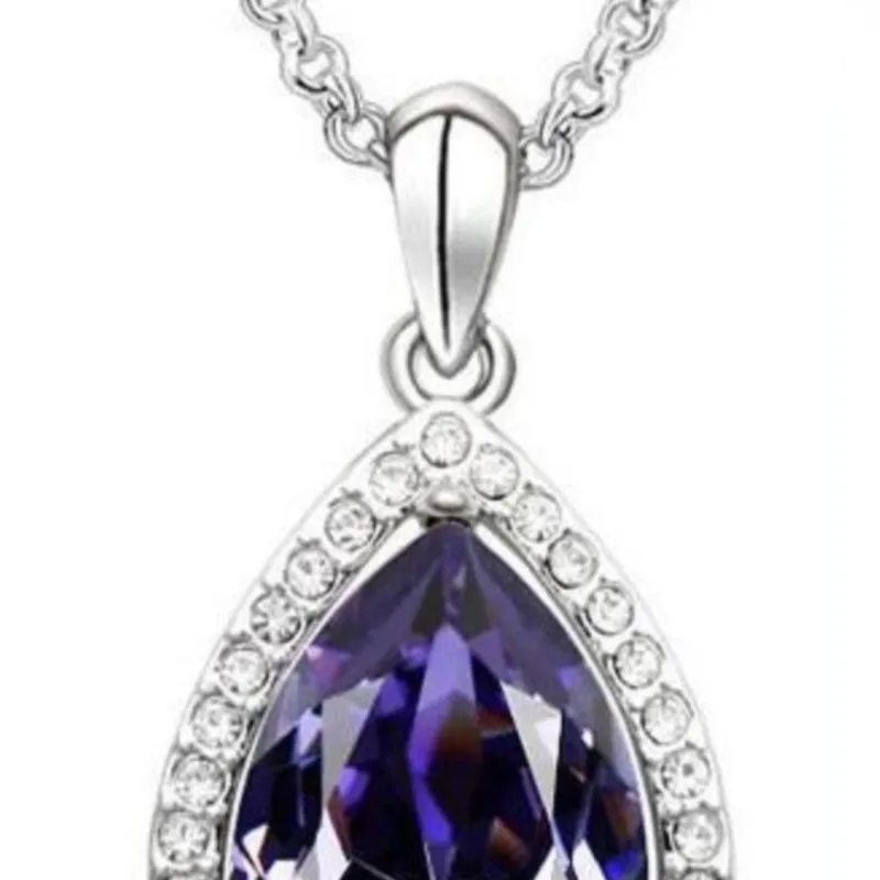 Crystal water dropshipping pendant necklace teardrop Accessories fashion jewelry charms girls birthday gifts quality shine party