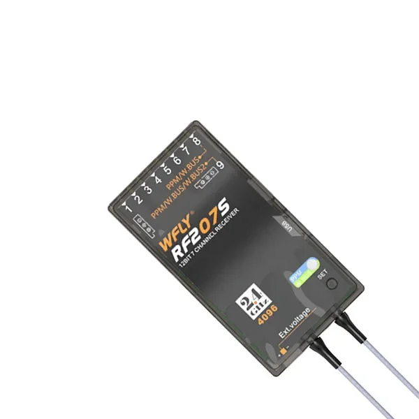 wfly-24g-7チャンネルレシーバー-rf207s-wbus-ppm-アプリケーション対応-rc-ヘリコプター、飛行機、マルチコプター、車両、フェイルセーフ：サポートあり