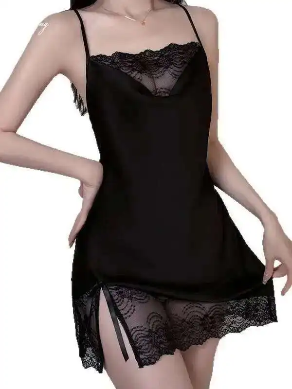 Pure Beautiful Gauze Desire Lace Camisole Spicy Girl Dress Slimming Simple Ice Silk Dress Elegant Charming Comfortable Hot SF6H