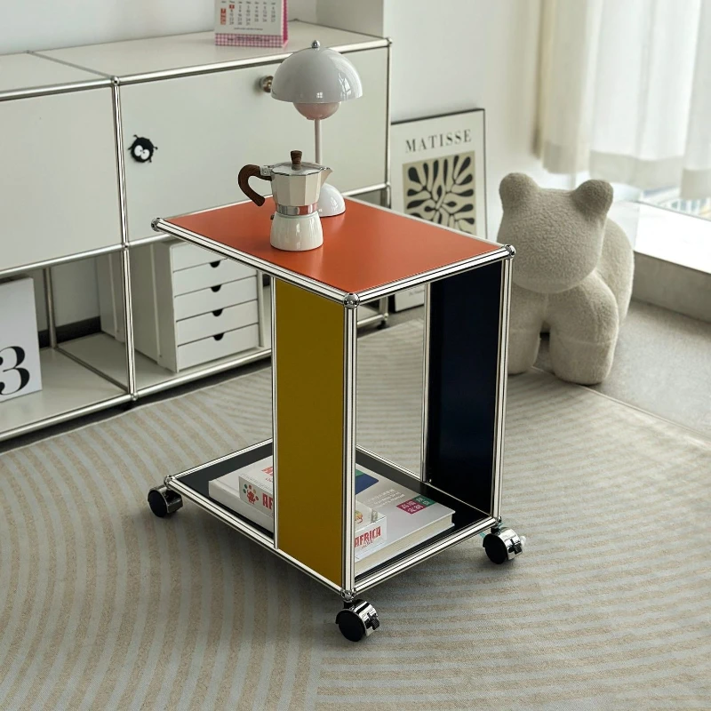 

Dopamine small side few carts removable stainless steel tea cabinet sofa shelf ins contrasting color designer
