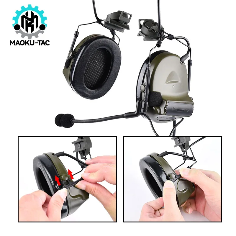 Commac-headset tático c2 anti-ruído para capacete, fone de ouvido com microfone, para comunicação ao ar livre