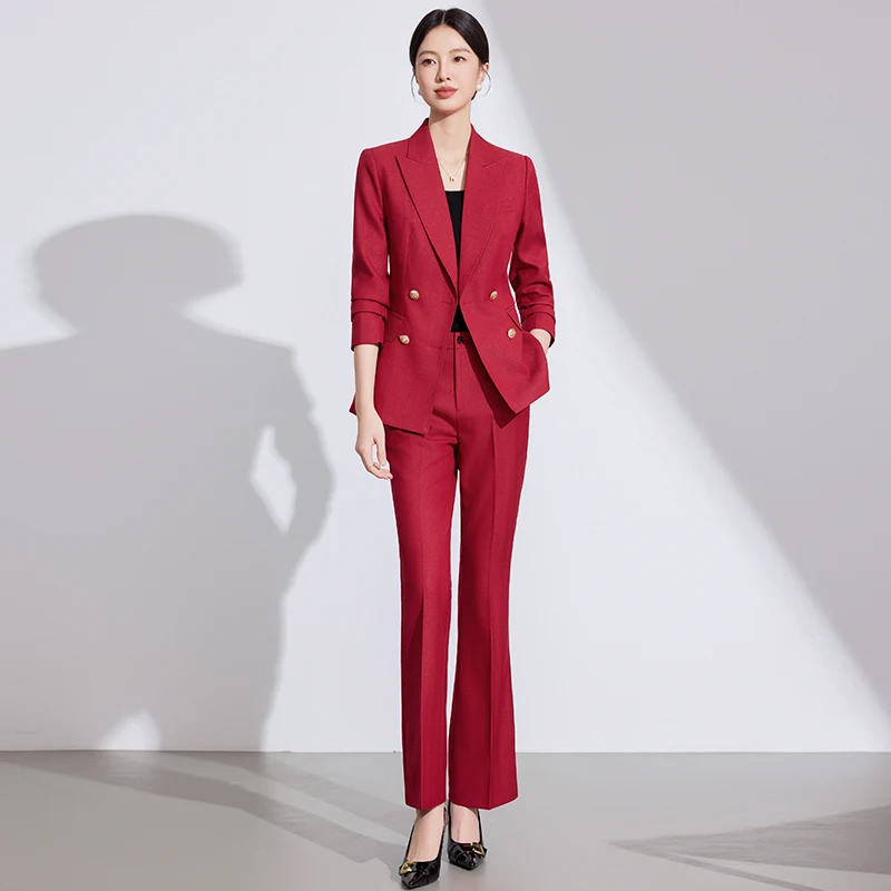 ZJYT élégant affaires Chic bureau Blazer pantalon ensemble pour femme 2 pièces correspondant ensembles automne 2025 banlieue veste pantalon costume