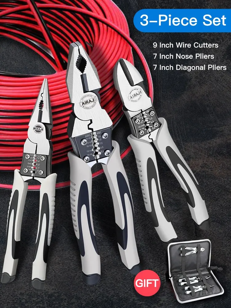 AIRAJ Universal Multifunctional Diagonal Pliers Needle Nose Pliers Hardware Tools Universal Wire Cutters Electrician Wire Pliers