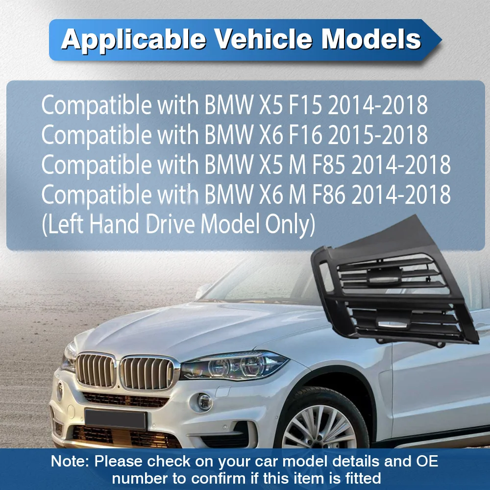 

For BMW X5 X6 F15 F16 M F85 M F86 2014-2018 Central Dashboard A/C Air Conditioner Vent Outlet Grille Panel Cover 64229270516
