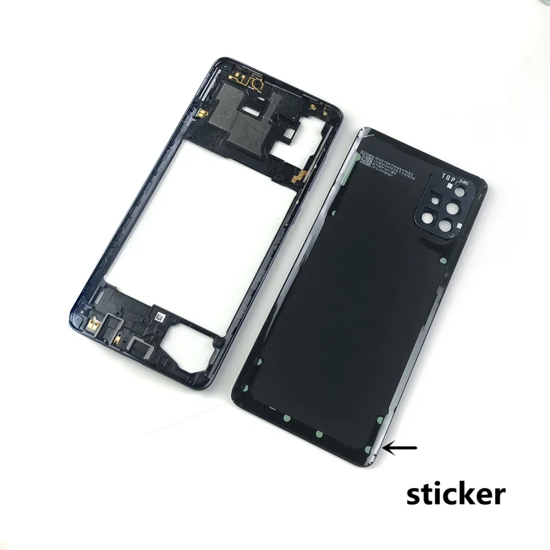 For Samsung Galaxy A71 2020 A715 A715F Phone Housing Middle Frame Battery Back Cover Case Panel Lid Rear Door  Camera Lens