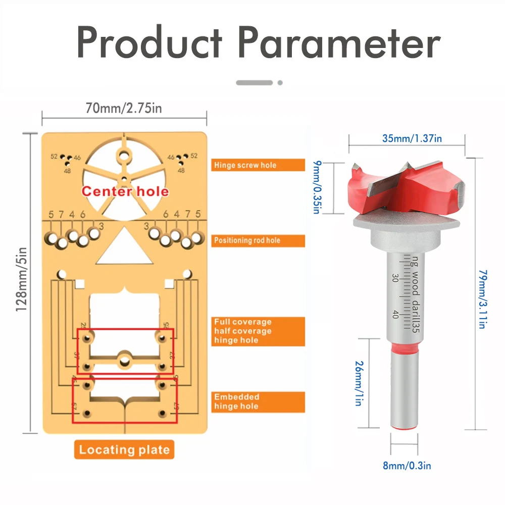 Multifunções Dobradiça Posição Ferramentas, 35mm, Porta Auxiliar, Cabine Carpintaria, Guia de Perfuração, Conjuntos Localizador, Cofragem Serra Cortador