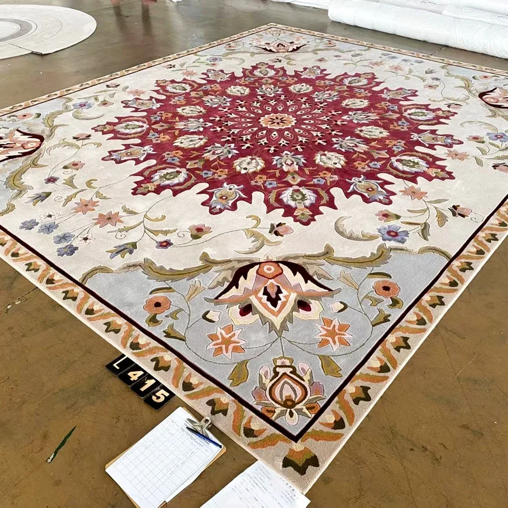 2026 Custom Wool Carpet 100% Handmade Modern Style Roll Hand Woven and Tufted High Pile