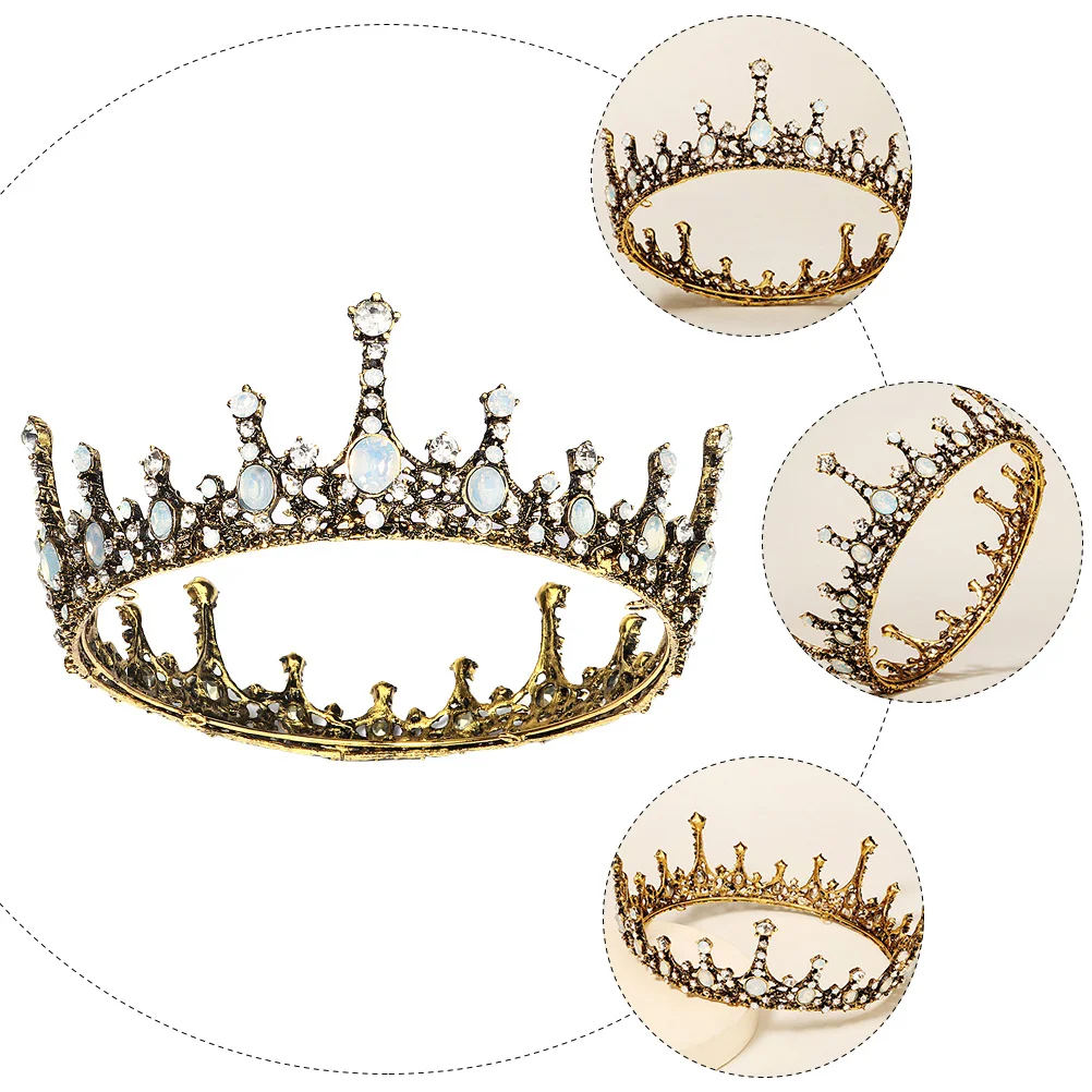 

1Pcs Baroque Crown Headdress Elegant Retro Wedding Bridal Hair Accessory Party Stage Performance Dinner Party Crown