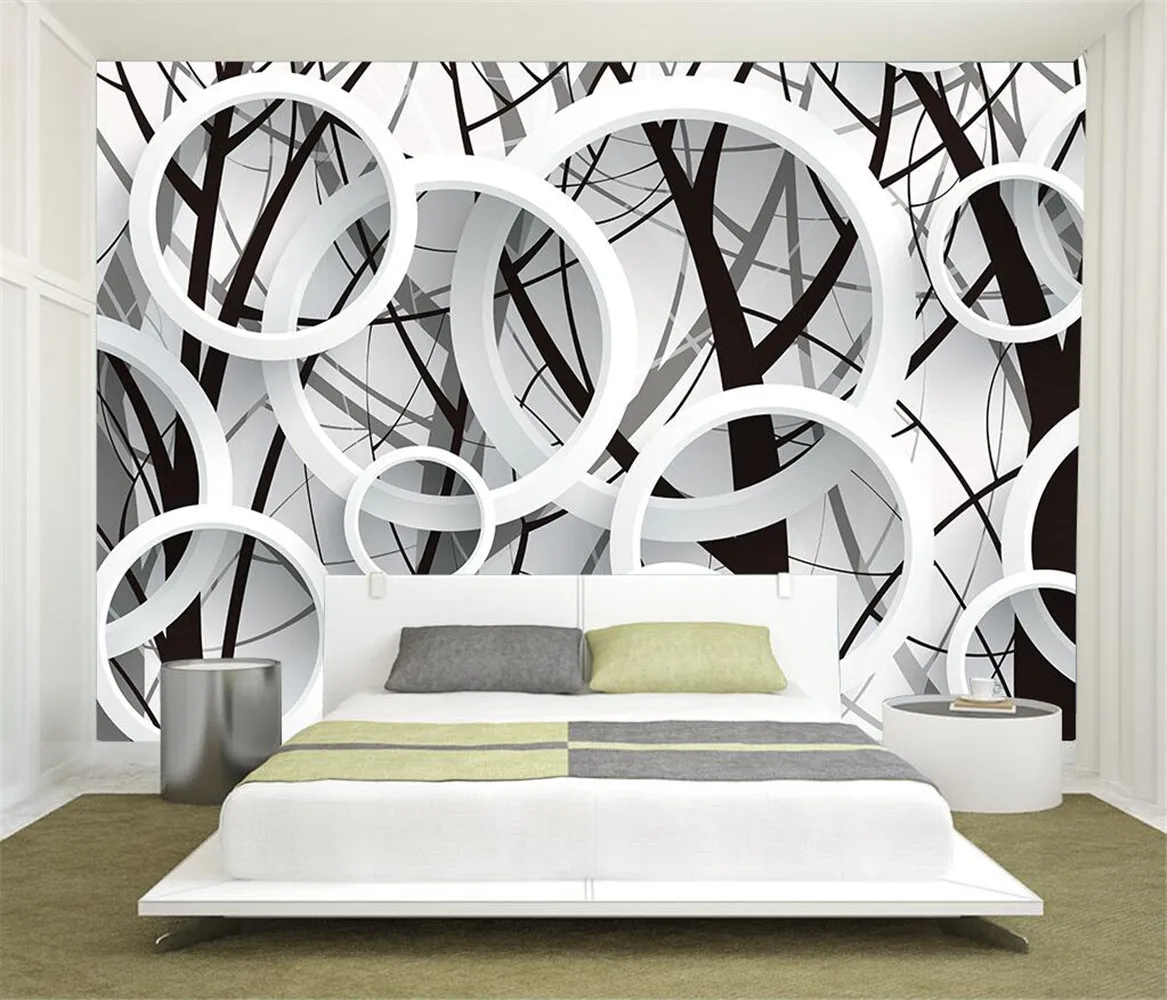 beibehang 3D circular mural branches silhouette stylish simplicity 3d murals papel de parede photo wallpaper roll large murals