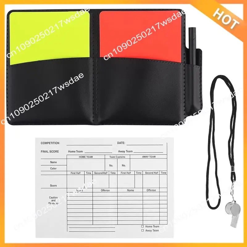 Kit de árbitro de fútbol X08A, kit de árbitro de fútbol de advertencia incluye tarjetas amarillas y rojas, silbato de sonido fuerte y nítido con cordón