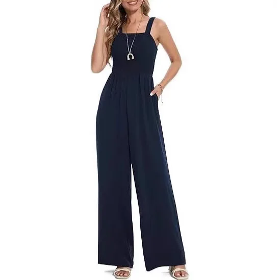 2026 Jumpsuits für Damen, einteilig, ärmellos, mit eckigem Ausschnitt, Overalls, lange Hosen, hohe Taille, Rompers, Y2K Streetwear, weites Bein