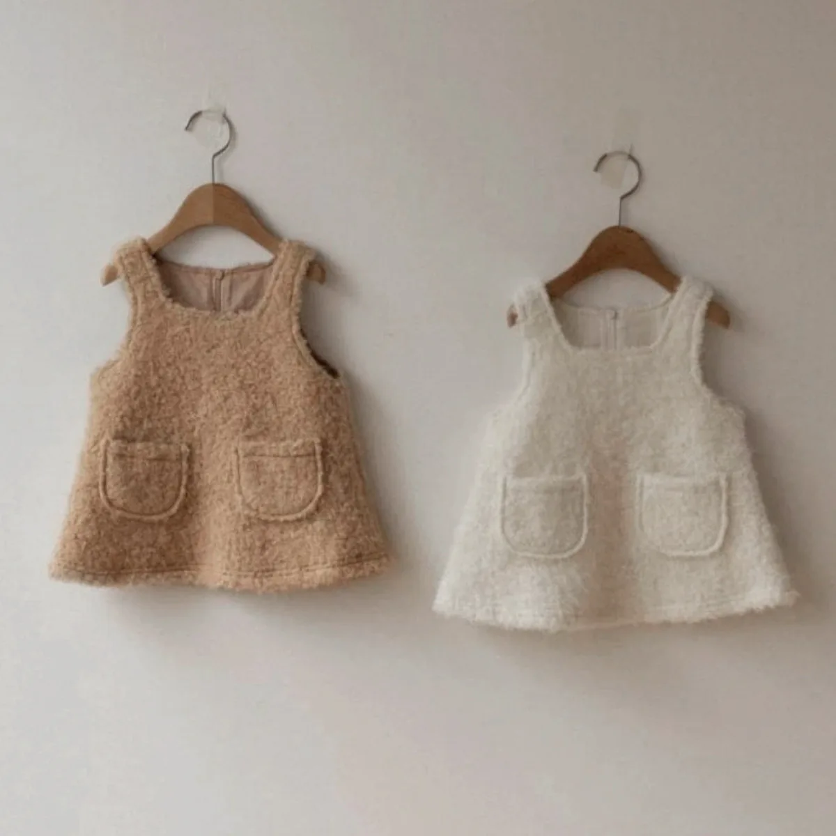 2025 Winter New Baby Sleeveless Warm Dress Solid Infant Casual Dress Fashion Girls Princess Vest Dress Toddler Clothes