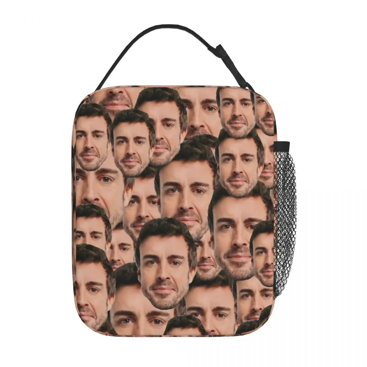 Fernando Alonso Head Product Insulated Lunch Bag For School Funny Food Storage Bag Portable Thermal Cooler Lunch Boxes