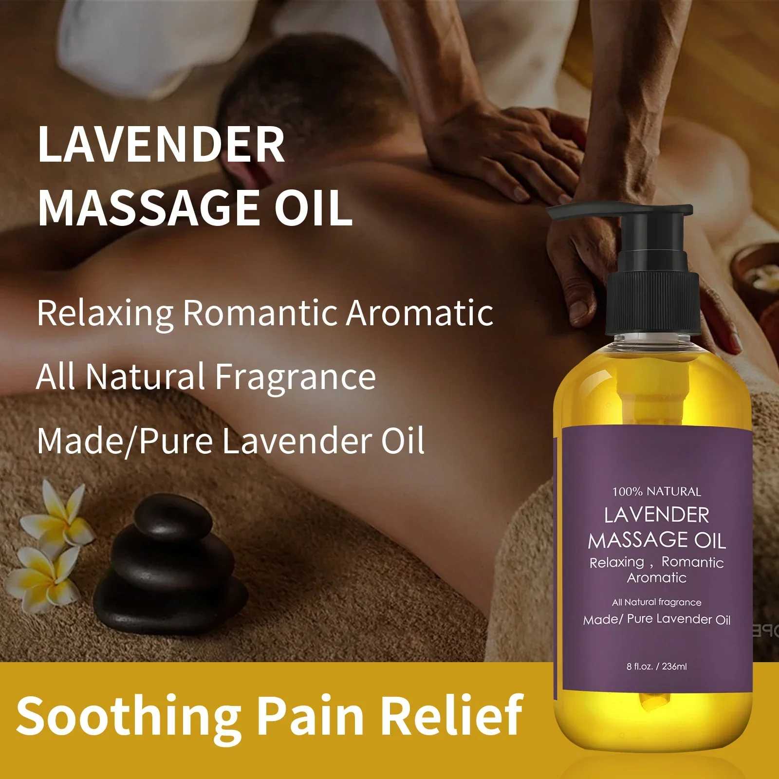 Body Massage Oil Lavender Herbal Salon Push Back Shoulder Neck Scraping Relaxing Muscles Activating Massage Essential Oil