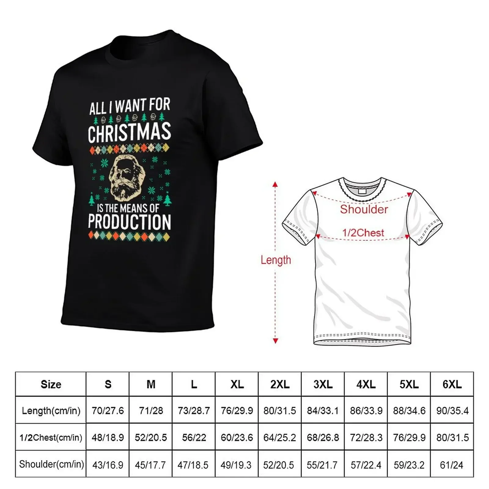 Karl Marx Christmas Red Ugly Sweater All I Want For Xmas Is The Means Of Production Gift T-Shirt