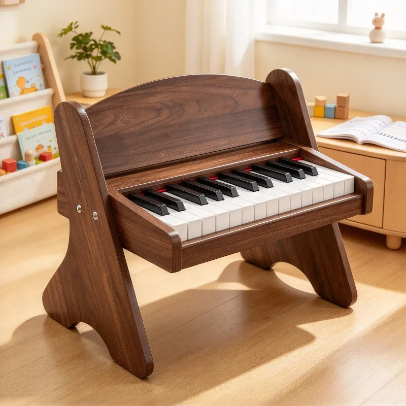 Wooden Mini Electronic Piano, Stable Body with Clear Sound for Kids Beginner Keyboard Practice and Family Music Activities