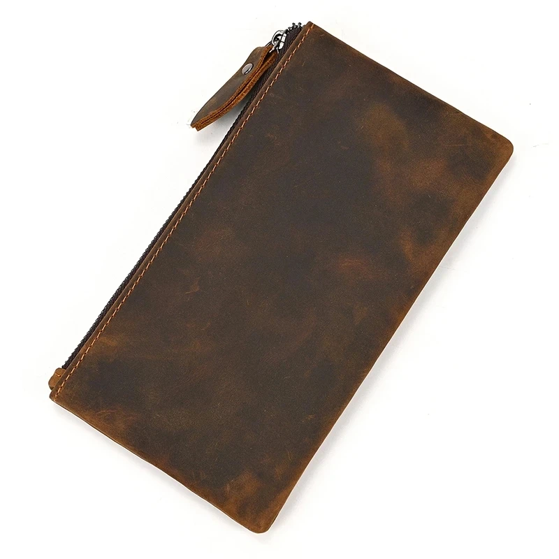 Luufan cuir hommes pochette portefeuille en cuir véritable fermeture éclair affaires hommes sac de jour grande capacité porte-carte sac à main homme téléphone Pouth