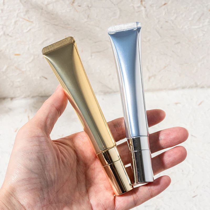 1 ピース/5 ピース 20 ミリリットルソフトホース & チューブ金属マッサージヘッド付きアイローション/血清ゴールデン/シルバー空のパッケージ化粧品