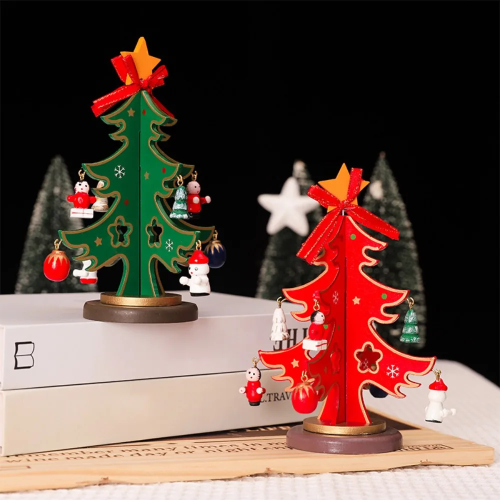 Christmas Tree Children's Handmade DIY Craft Toy Wooden Christmas Tree Scene Layout  Christmas Decorations Kids Xmas Gifts Toy