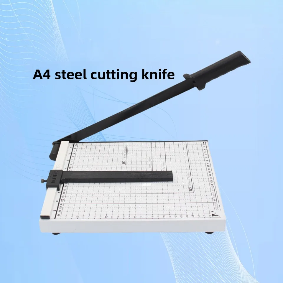 A4 Paper Trimmer with Wood Base and Steel Blade, Manual Guillotine Photo Cutter for Cardstock, Photos, Labels and Craft Paper