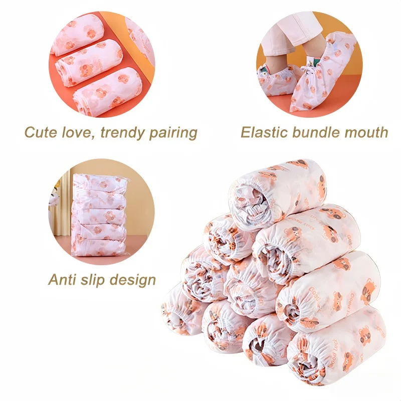 50 Pcs Cute Bear Pattern Shoe Covers - Disposable Non-Slip for Indoor Floors, Party & Holiday Guests - Keep Home Clean​