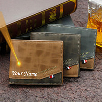 Engrave Name Text Logo Free Name Engraving Men Wallets Slim Coin Pocket Photo Holder Short Small Wallet Personalized Gift