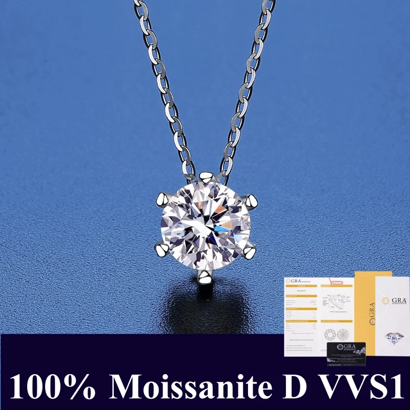 

Ожерелье с кулоном из серебра 925 пробы с муассанитом 1CT D VVS1