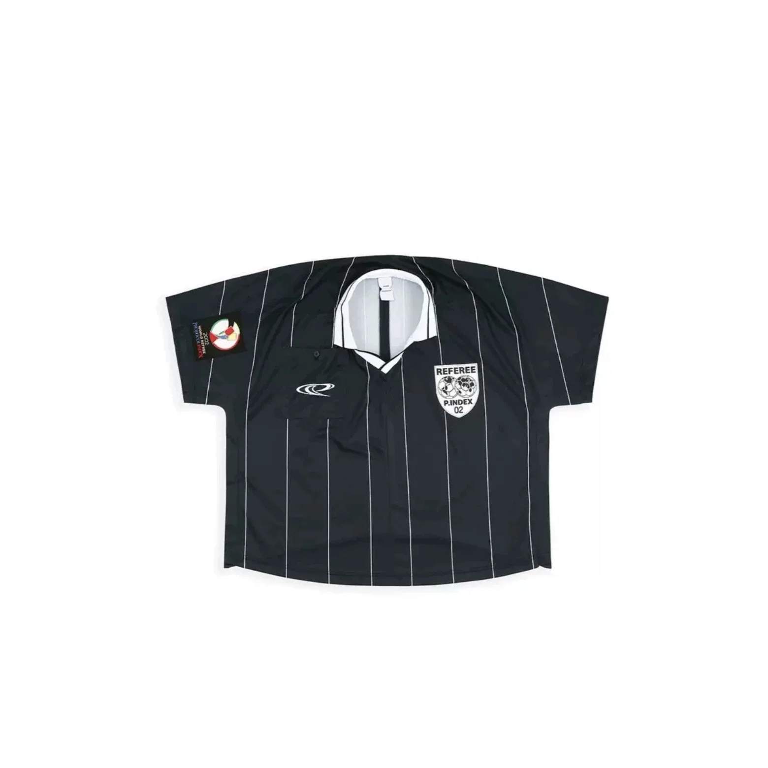 PROJECT G/R Limited Edition Striped Patchwork Football Letter Print Polo Neck Short Sleeve T-shirt Grailz Protocol Index