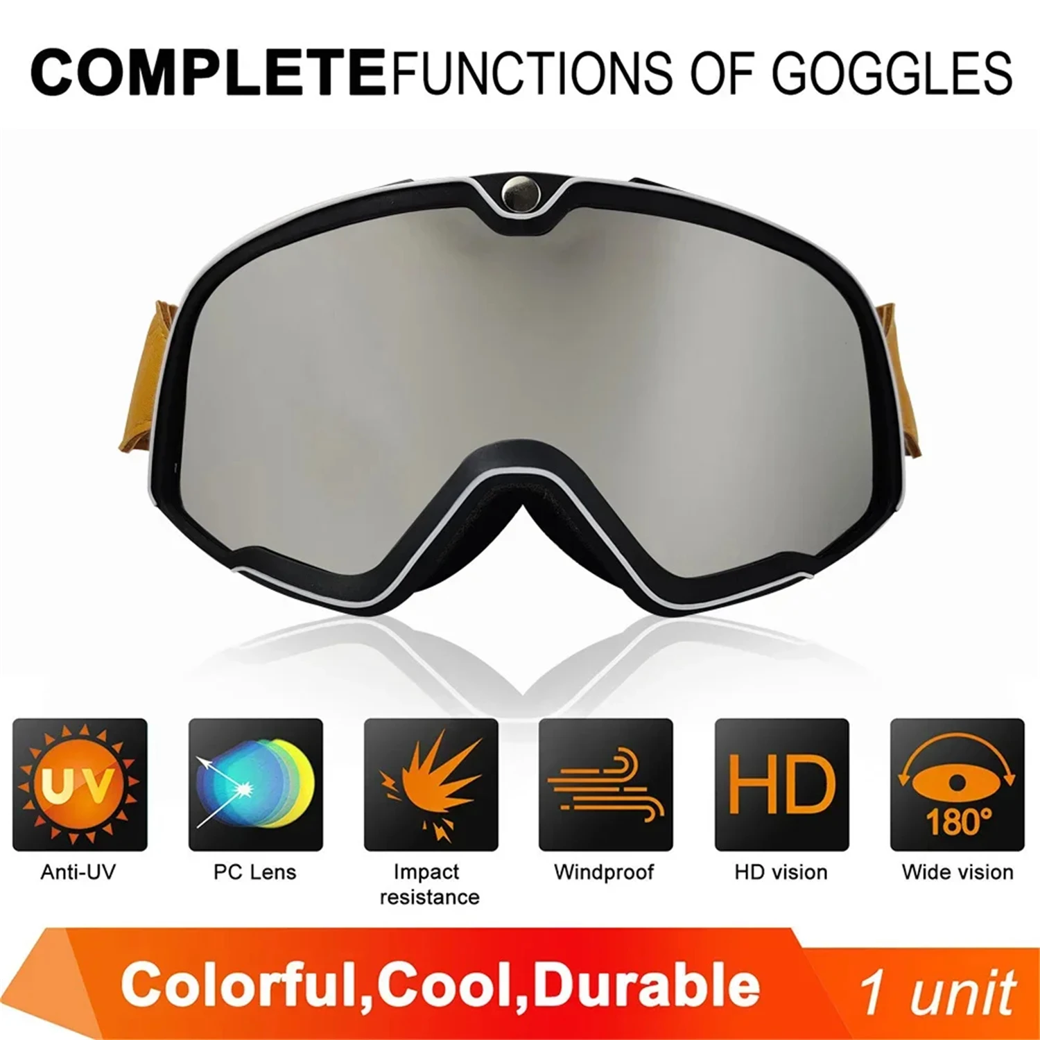 2021 Retro Motorcycle Goggles Glasses Windproof Motocross Sunglasses Vintage Helmet Glasses Cycling Racing Cafe Racer