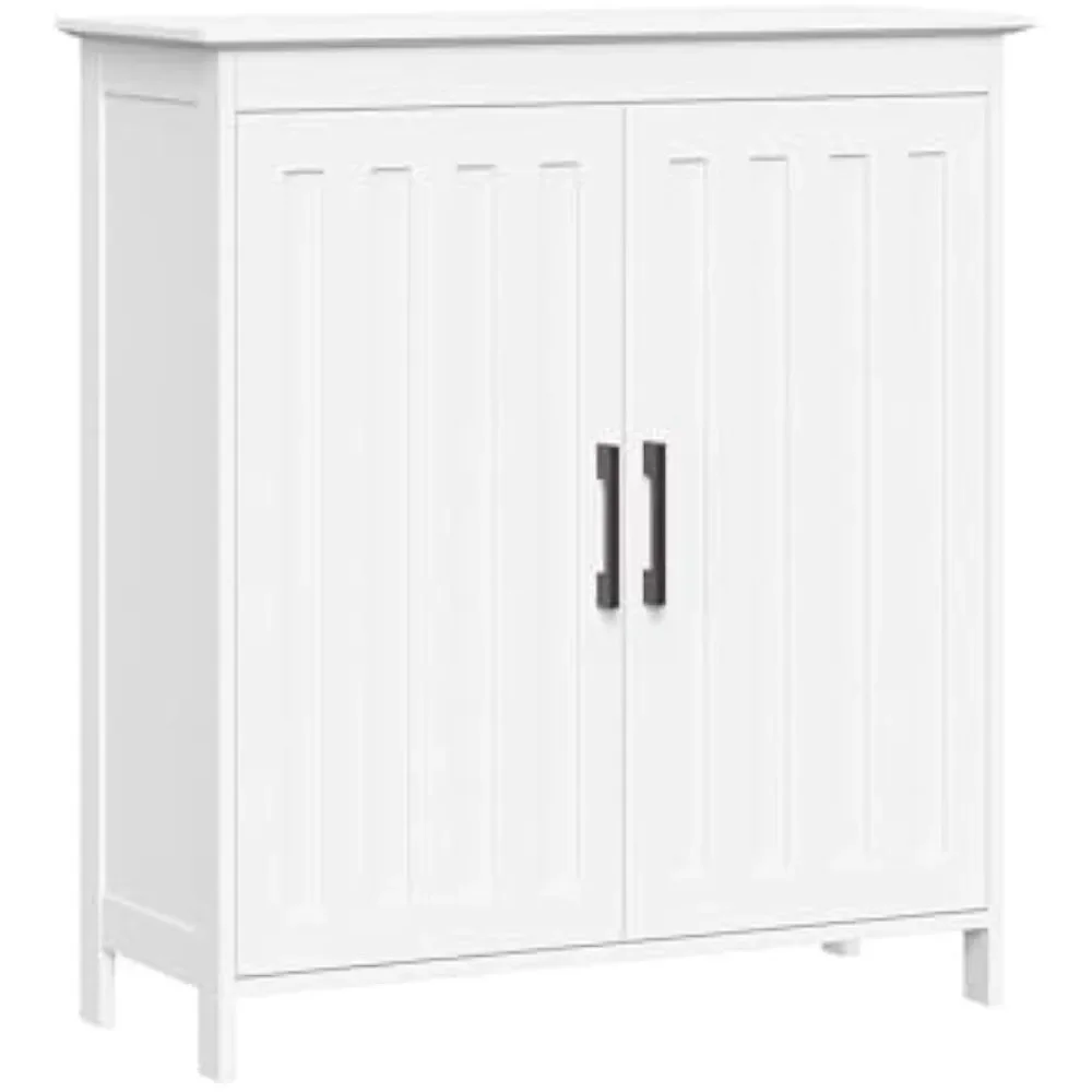 

Монро, двухдверный напольный шкаф для хранения вещей — шкаф для хранения в ванной комнате с регулируемыми полками — дверцы с мягким закрыванием, белая отделка с м