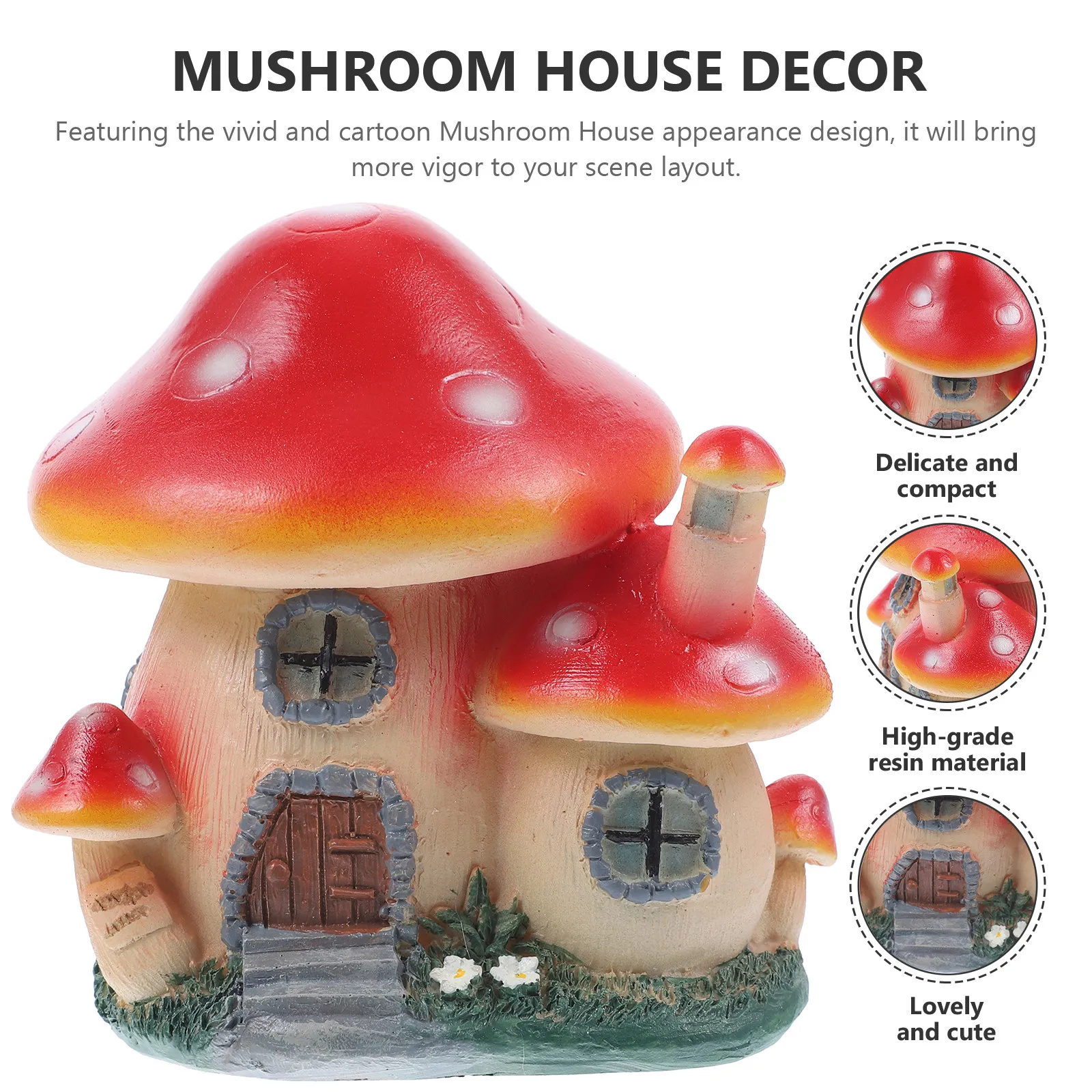 Fairy Mushroom Resin Statue Cartoon Tiny Miniature Garden Lawn Ornament Desktop Micro Landscape Decor Tiny Figurines